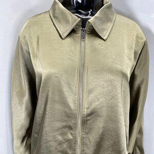 Melissa Nepton Women’s Evelyn Satin Bomber Jacket Size S Khaki Green